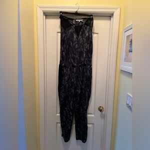 RACHEL Rachel Roy Purple Patterned Jumpsuit with Black Panels
